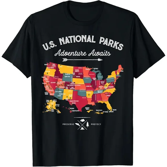 Vintage National Park Map US Travel Adventure Unisex Short Sleeve T-Shirt