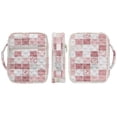 thumbnail image 2 of Xoenoiee Pink White Checkered Patchwork Floral Print Bible Cover for Women Large Bible Bag Quilted Bible Case with Zipper Pocket and Handle Carrying Book Cover Christian Study Supplies Accessories, 2 of 7