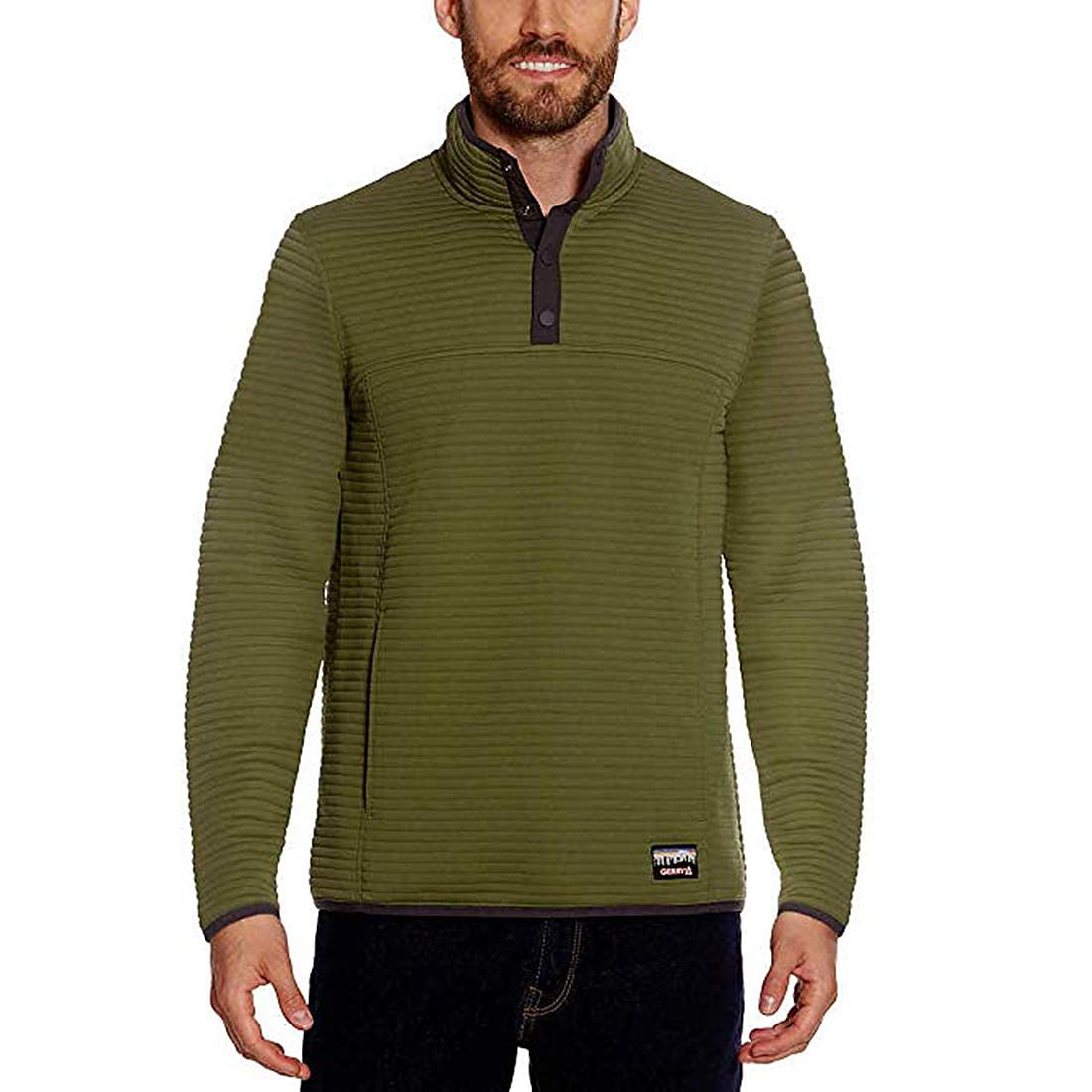Mens-Gerry-1/4 Zip Ottoman Pullover (Medium, Olive) - Walmart.com