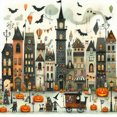 thumbnail image 2 of (11CTACC-5173__C__50X50) Hilo algodón ecológico bordado 11CT 3 hebras impresión 50*50cm Kit serie paisajes punto cruz cabaña Halloween, 2 of 7