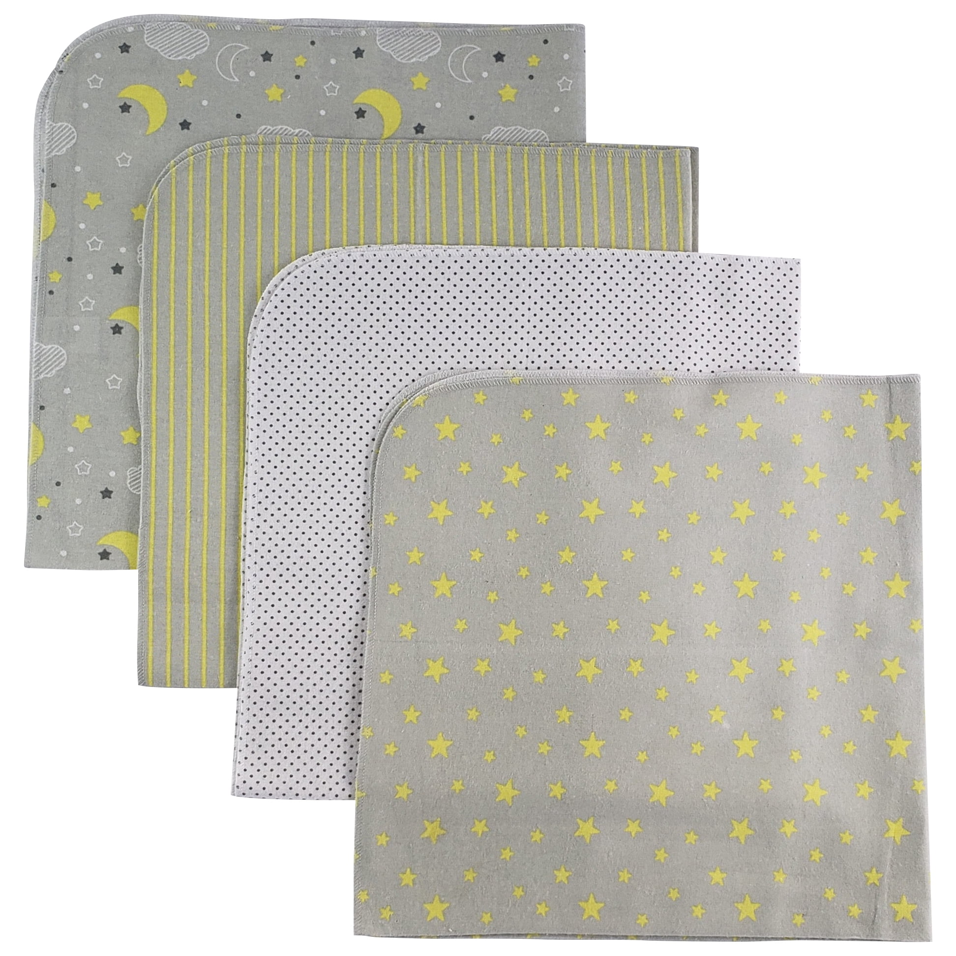Bambini Yellow Cotton Flannel Receiving Blankets (4 Count)