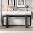 thumbnail image 2 of Extra Long 57" Console Table with 3 Drawers, Elegant Entryway Table with Storage, Narrow Long Sofa Table for Living Room, Hallway, Behind Couch, White, 2 of 9