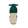 thumbnail image 2 of BLISSFUL STEP Women's Shoes Espadrille Platform Open Toe Ankle Strap Wedge Heels Sandals Dark Green 9, 2 of 7