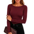 thumbnail image 3 of NominalSnug Womens Boat Neck Tops Long Sleeve Undershirts Slim Fit Base Layer Top Soft Basic Tees Fall Outfits, 3 of 7
