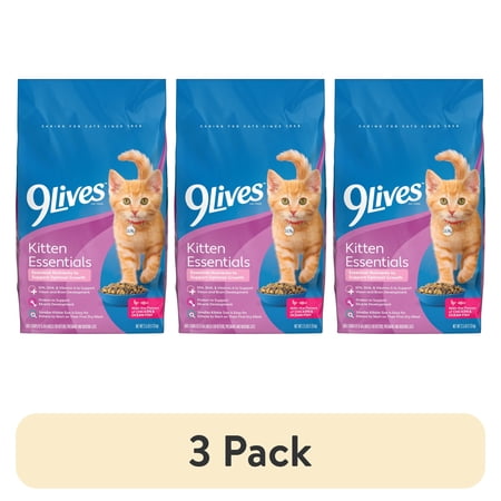 (3 pack) 9Lives Kitten Essentials Chicken & Ocean Fish Dry Cat Food, 2.5lb Bag