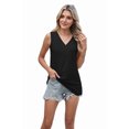 thumbnail image 3 of Women Summer Tank Top Eyelet Embroidery 2025 Vacation Sleeveless V Neck Loose Fit Shirt Spring Fashion Casual Clothes Black XL, 3 of 9