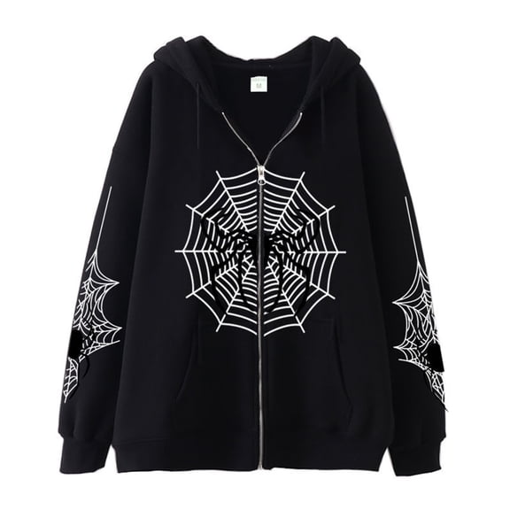 CONZONE Mens Casual Hoodies Zip Up Long Sleeve Pullover Hoodie for Men Web Graphic Y2K Streetwear Hooded Sweatshirts with Pocket