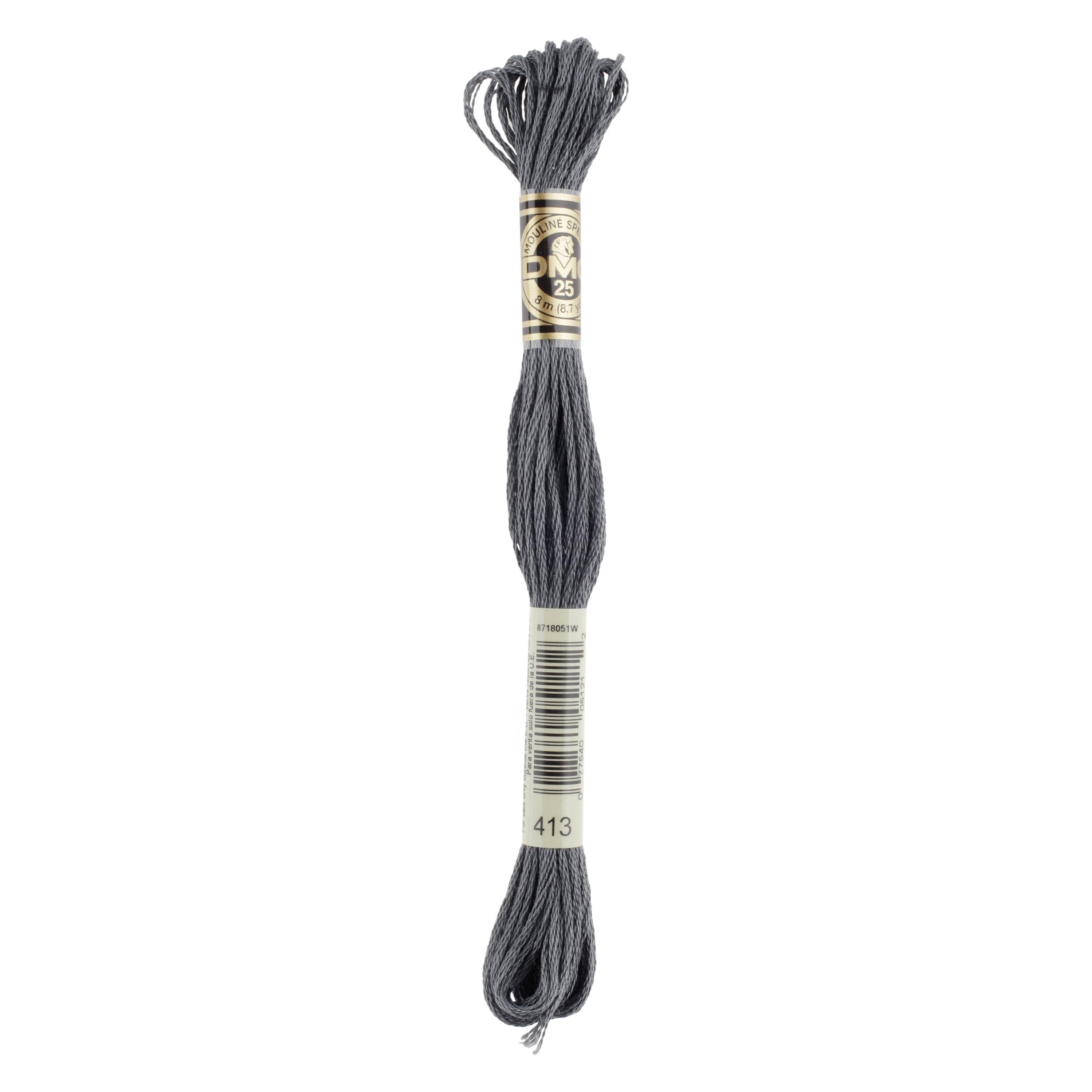 DMC Mouline 117-413 Six-Strand Embroidery Floss, Dark Pewter Gray, 8.7 yd