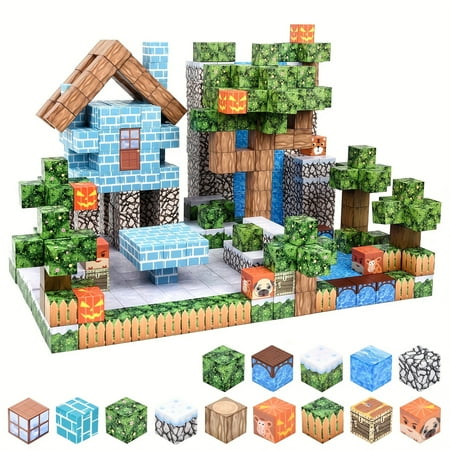 100pcs Magnetic Building Blocks Set Construction Toys Architectural Geometric Shapes Christmas Birthday Gift for 3-12 Year Old