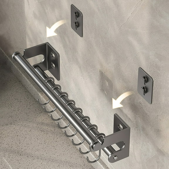 Miogawg Kitchen Utensil Holder Hanger, Pot And Pan Rack Wall Mount, Kitchen Rail With Hooks For Hanging Cooking Utensils, Mugs, Spoons, Wall Mounted, Stainless Steel