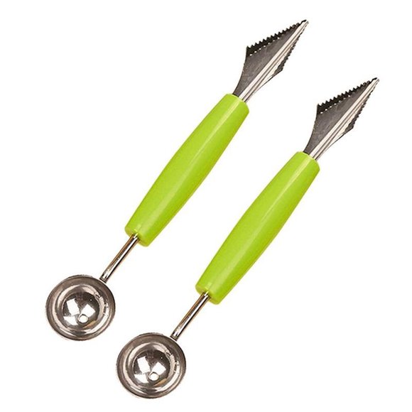 3pcs Pastèque Fruit Boule Creusé Cuillère Cuillère Creusé Cuillère Découpeuse Multifonctions en Acier Inoxydable Scoop Outils de Coupe