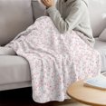 thumbnail image 3 of Pink Spring Floral Throw Blanket for Couch,Soft Lightweight Flannel Fleece Blanket,Elegant Watercolor Summer Botanical Microfiber Plush All Season Decorative Blankets for Sofa Office Travel 40"x50", 3 of 9