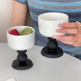 thumbnail image 4 of de Cerámica de Patas Altas Estilo Retro para Aperitivos, Delicado para Té, Fruta y Postre Francés, Copa de Vino Alta de Madera, 4 of 5