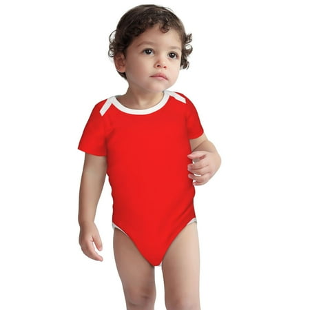 

Fotbe Red Pattern Unisex-baby Short-sleeve Bodysuit Short Sleeve Bodysuits One-piece 100% Organic Cotton for Infant Baby Boys Unisex-2 Years