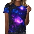 thumbnail image 2 of JTZGDY Fashion 3D Tie Dye Galaxy Space T-Shirts for Women Cute Summer Short Sleeve Basic Crewneck Petite Tops Trendy Novelty Graphic Tees Blouse Dark Blue S, 2 of 6