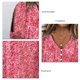 thumbnail image 4 of Camiseta de verano para mujer con hombros descubiertos y manga corta con estampado floral y cuello en V con botones para mujer Rojo XXL, 4 of 5
