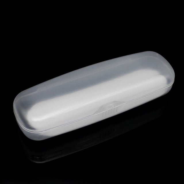 Estuche de plástico translúcido para gafas, estuche para gafas de presbicia azul transparente, caja de plástico rígido de PVC ligero, almacenamiento a presión
