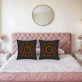 thumbnail image 2 of Set of 2 18x18in Throw Pillow Covers with Vibrant Symmetrical Mandala Design in Green Orange and Yellow - Perfect for Couch Bed or Car, 2 of 8