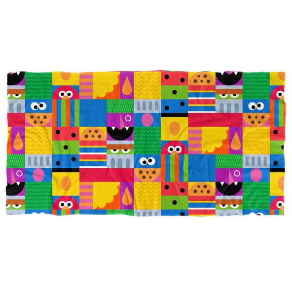 Sesame Street Beach Towel, 30"x60", Squares Beach Towel