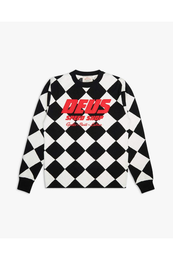 Deus ex machina Men's M.C Moto Knit Crew Sweatshirt Black Combo DMF228401 BCO