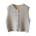 thumbnail image 2 of Bunblic Knit Vest Button Fashion Breathable Retro Design Cardigan for Lady Outdoor Sport White, 2 of 8