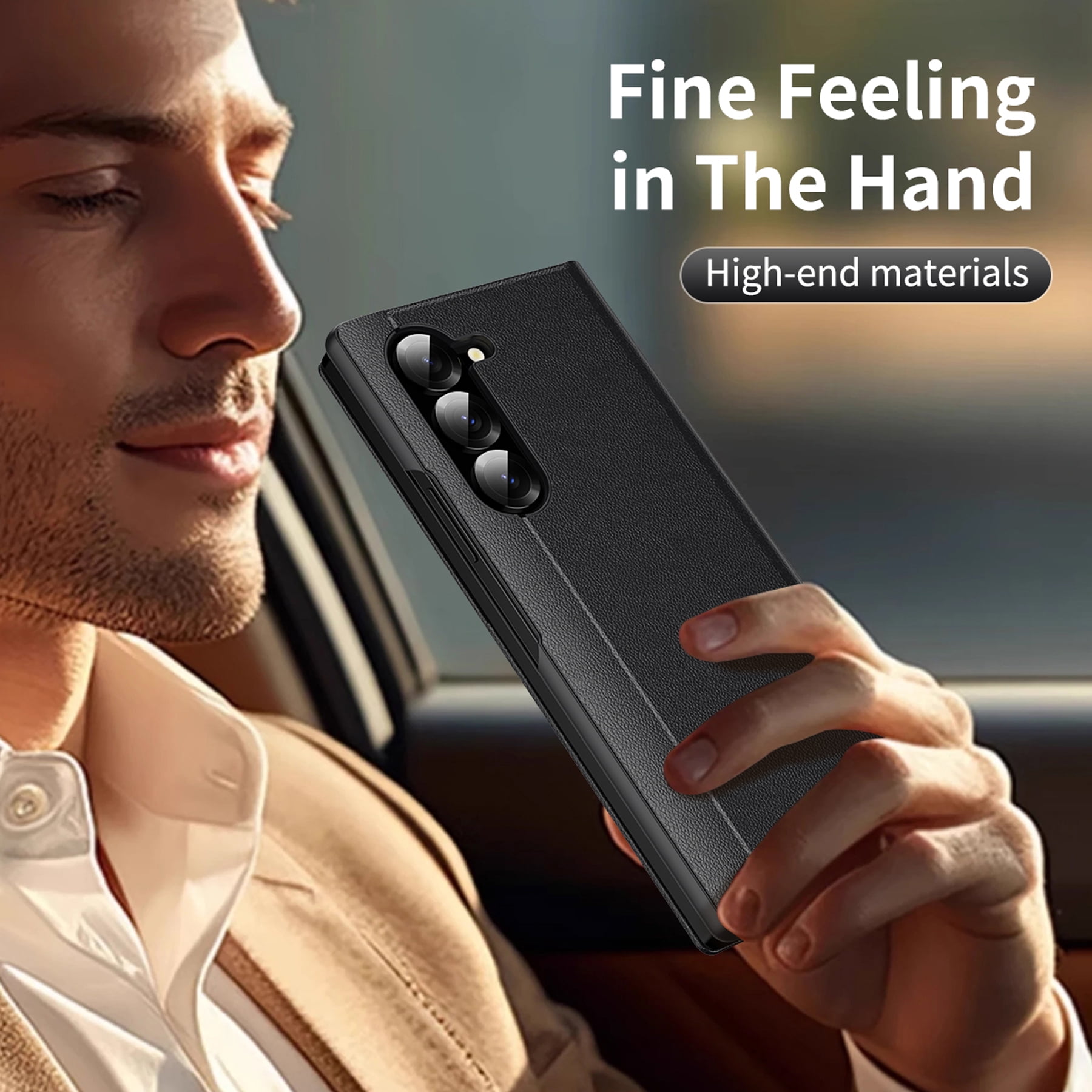 For Samsung Galaxy Z Fold 7 Case PU Leather Flip Case,With Intelligent Window,With Card Holder,Anti-fall Rugged Shockproof Protective Phone Case Cover for Samsung Galaxy Z Fold 7,Black