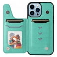 thumbnail image 3 of iPhone 13 Pro Case,Dteck Butterfly Pattern Magnetic Leather Card Holder Wallet Case Shockproof Rubber Hybrid Kickstand Cover for iPhone 13 Pro,Green, 3 of 5