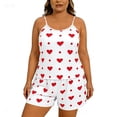 thumbnail image 7 of FchengtaiS Women's Plus Size Pajama Set Heart Print Loungewear Cami Top and Shorts Sleepwear Lounge Summer Pjs, 7 of 7