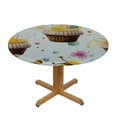 thumbnail image 3 of nygtbtfer  Fitted Round Tablecloth with Elastic Edge Wipe Clean Bee Easter Muffins Flowers Table Cloth for Outdoor/Indoor Use,Fits Round Tables 54-58, 3 of 8