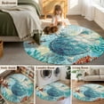 thumbnail image 6 of Round Rugs 3 Ft, Sea Turtle Coastal Non Slip Area Rugs for Kitchen Bedroom Entryway, Nautical Summer Coral Ocean Vintage Washable Carpet Runner Rug Floor Mats for Bedroom Home Decor, 6 of 9