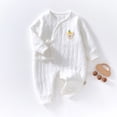 thumbnail image 2 of Nilvkv Newborn Onesies, Newborn Sleepers, Toddler Bear Face Print Long Sleeve Cotton Romper Soft Fall Winter White 0-4 Months, 2 of 5