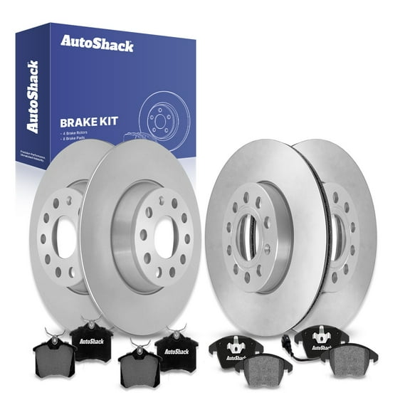 AutoShack Front & Rear Brake Rotors & Ceramic Pads for Volkswagen & Audi, Jetta 2014 A3 2011-2013, FWD L4 1.4L 1.8L 2.0L
