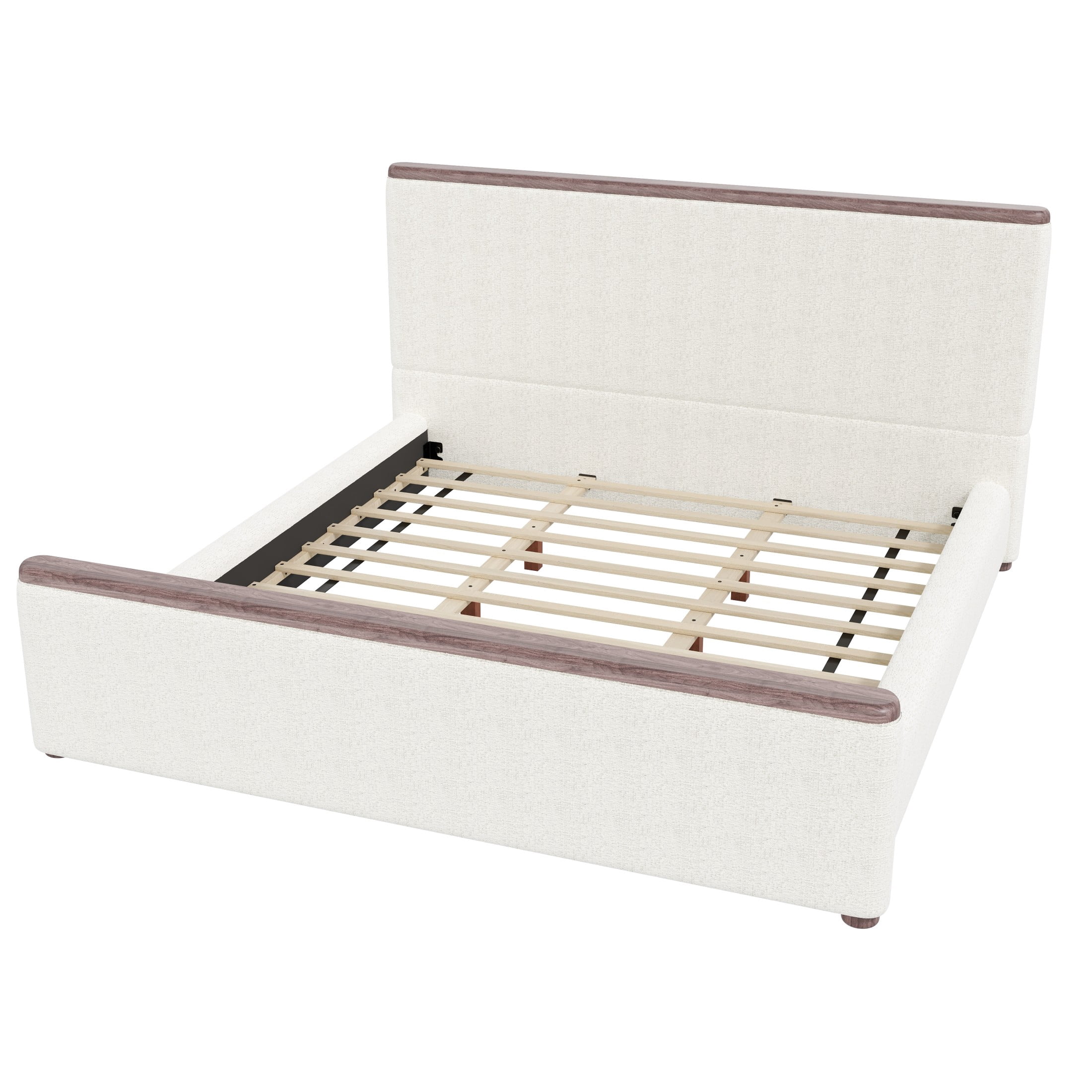Christopher Knight Home Low-Profile Upholstered Platform Bed with Padded Headboard, King, White