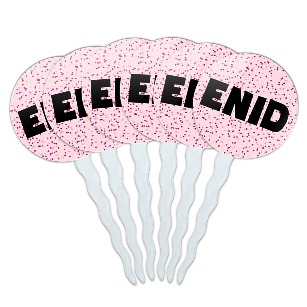Enid Cupcake Picks Toppers - Set of 6 - Pink Speckles