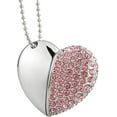 thumbnail image 1 of USB Stick USB 2.0 Flash Drive Waterproof Memory Stick Pink Diamond Heart Necklace - New Gift, Pink, 64GB, 1 of 6