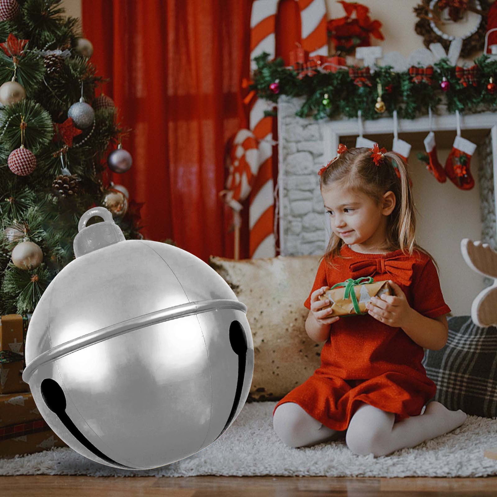 Hvmvliv Inflatable Christmas Decorations 23.6in Christmas Inflatable Decoration Large Bell Outdoor Christmas Inflatable Decorated Ball PVC Inflatable Christmas Bell Yard Christmas Decorations