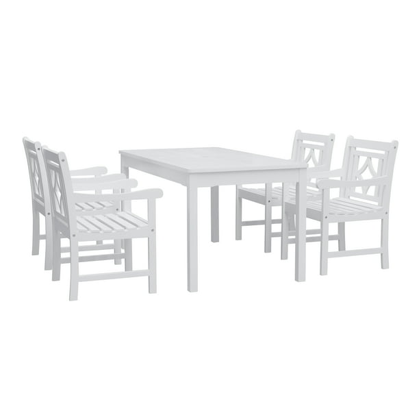 Vifah Bradley Outdoor Patio Dining Set 4 Seater Acacia Wood With Classic Table And 4 Diamond Chairs Walmart Com Walmart Com