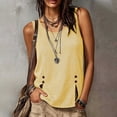 thumbnail image 5 of Karymi Blouses for Women Round Neck Gingham Plaid Sleeveless Tank Top, Side Button Split Hem Loose Fit Casual Vest, Lightweight Summer Daily Blouse Going Out Tops, 5 of 9