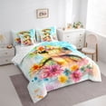 thumbnail image 3 of Homewish Kawaii Sea Turtle Bedding Comforter Set 7 Pieces for Teens, Cartoon Groovy Floral Full Bedding Set, Cute Ocean Animal Fitted Sheet Flat Sheet, Luxury Bedroom Decor, 3 of 7