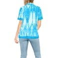thumbnail image 3 of HAPPY BAY Women's Casual Beach Short Sleeve Blouse Shirt Blouses Button Down Dress Tops Tee Hawaiian Shirts for Women M Tie Dye, Bright Blue White, 3 of 5