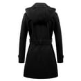 thumbnail image 3 of Trench Coat Women Wool Blend Double-Breasted Long Peacoat With Tapered Waist Belt Design Winter Coats for Women (Black S), 3 of 8