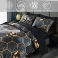thumbnail image 5 of RYNGHIPY 3 Piece Black Gold Geometric Comforter Bedding Set, King, 5 of 8