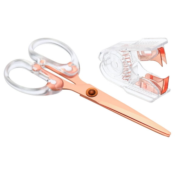 Uxcell Acrylic Staple Remover Set, Portable Jaw Style Staple Puller Removal Tool with Scissor, Rose Gold
