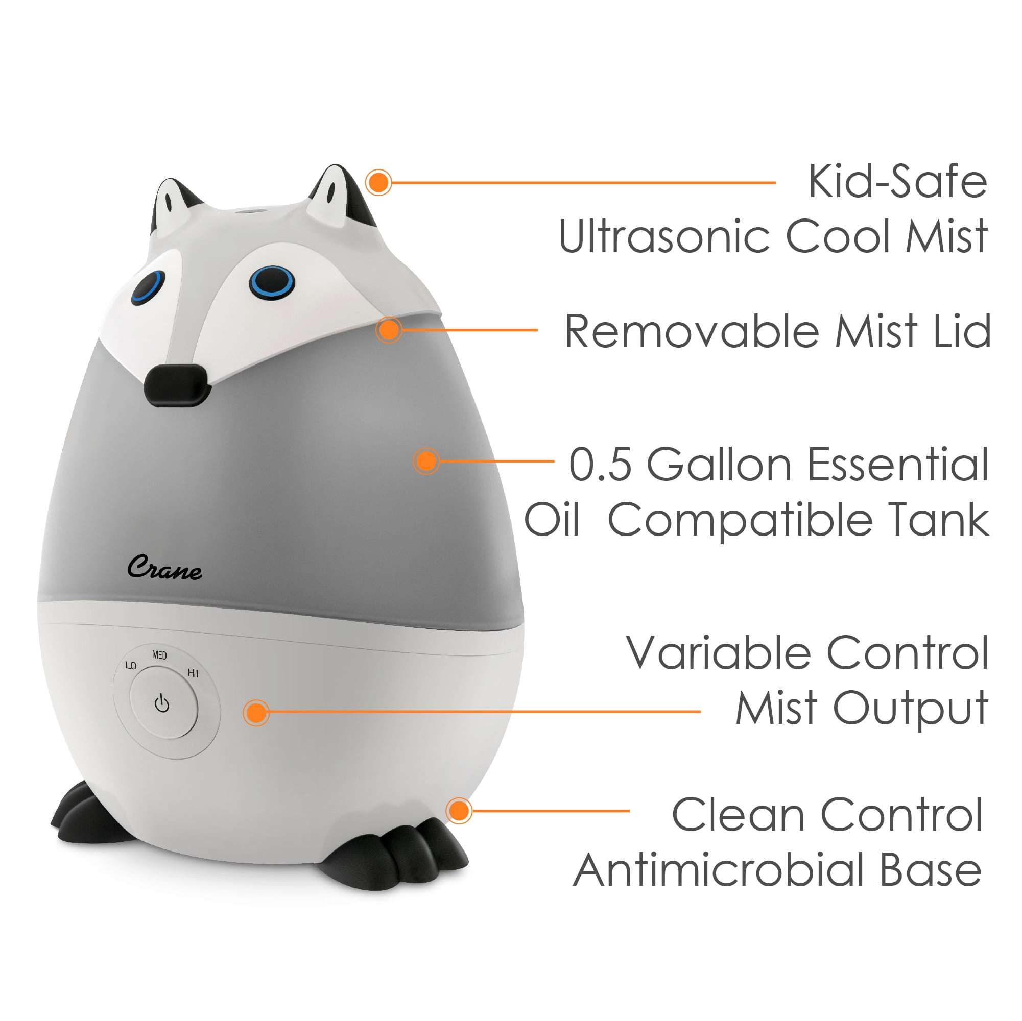 Crane Adorables Ultrasonic Mini Humidifiers for Bedroom and Baby Nursery, .5 Gallon Cool Mist Air Humidifier for Large Room or Kid's Room