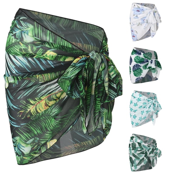 DHFJKG Women Beach Sarong Bathing Suit Hawaii Tropical Printed Wrap Skirt Sheer Bikini Swimsuit Cover Ups For Swimwear