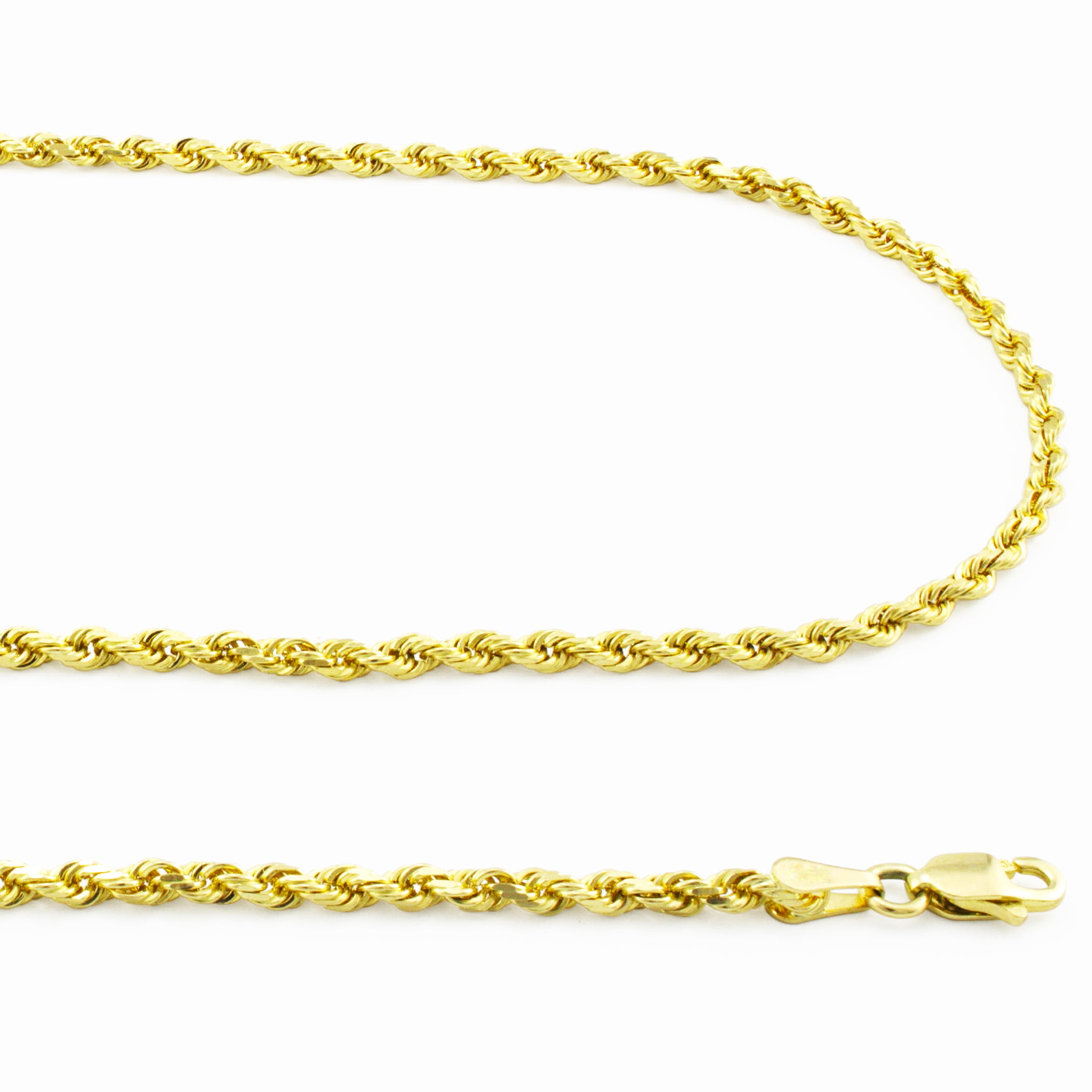 10k Gold Rope Chain 2.5mm yellow gold Diamond cut 16” 10kt rope chain Oro Cadena