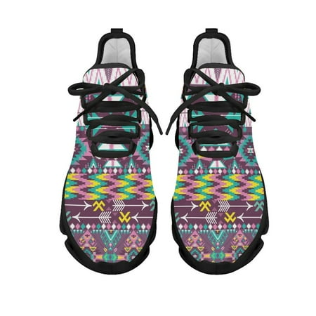 

Colorful Tribal Aztec Cartoon Pattern Non-slip Flats for Women Mesh Shock Absorbing Running Shoes Outdoor Work Walking Footwear