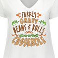 thumbnail image 4 of Inktastic Turkey, Gravy, Beans, Rolls, Casserole Women's Plus Size V-Neck T-Shirt, 4 of 5