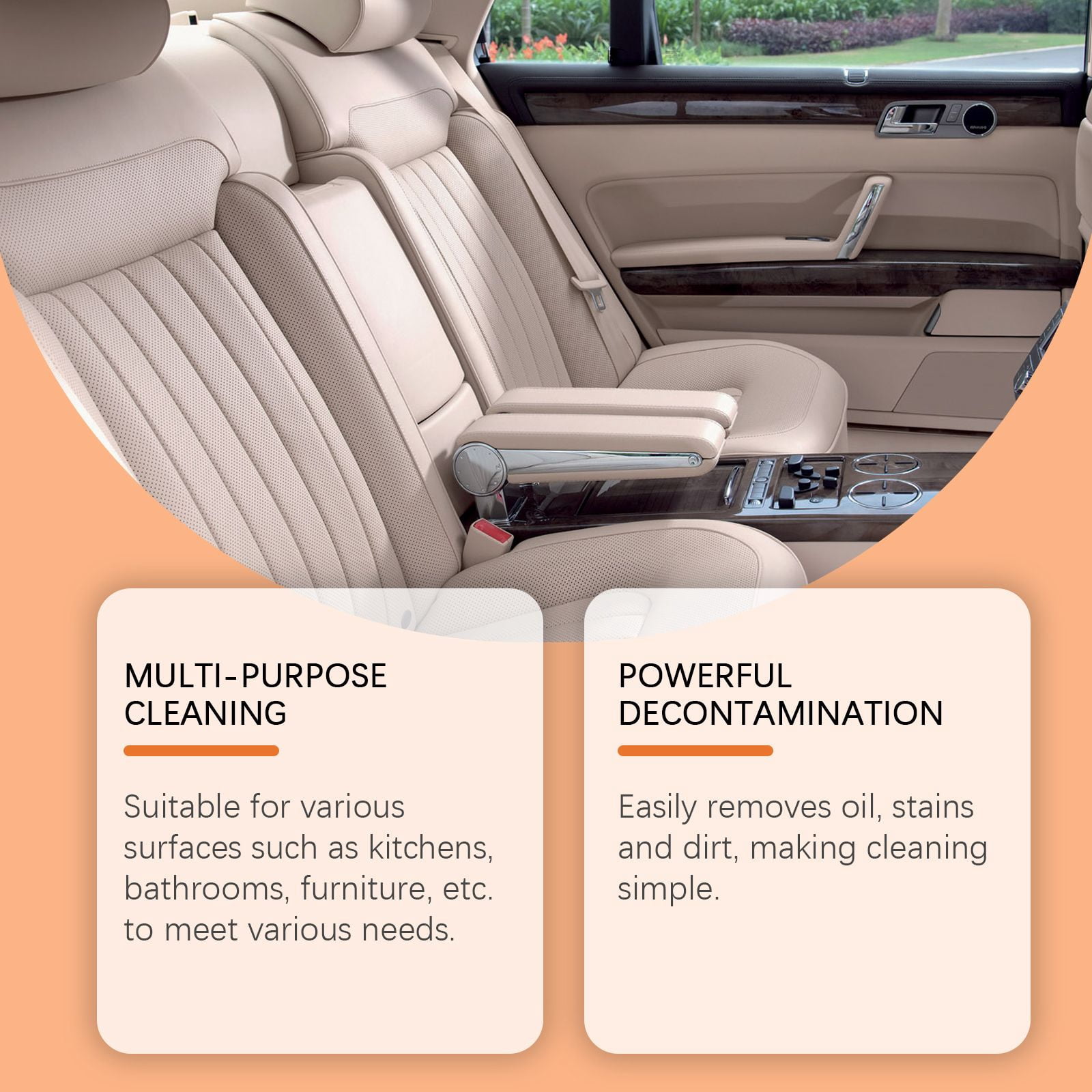 Alvantor Car Foam Cleaner, Multi-Functional Interior Stain Cleaner for Seats, 2fl.oz