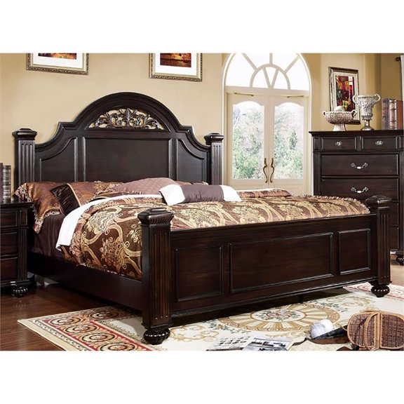 Furniture of America Collier Wood Panel Bed, California King, Dark Walnut